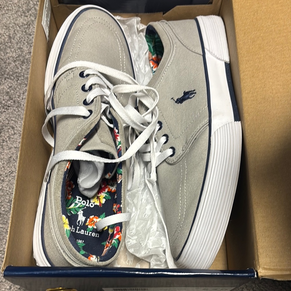 Polo by Ralph Lauren Gray Athletic Shoes with White Accents